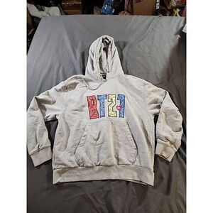 BT21 Medium Gray Pullover‎ Hoodie Kangaroo Pockets embroidered Sweatshirt